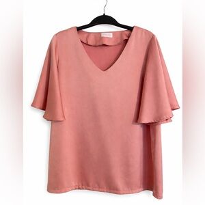 Pink Lily Blush V-Neck Blouse